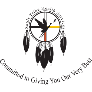 Circular compass-style logo with feathers and hands, featuring yellow and red directional markers