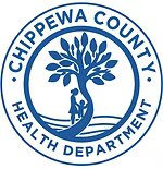 Chippewa County Health Department seal with blue tree logo and text border.