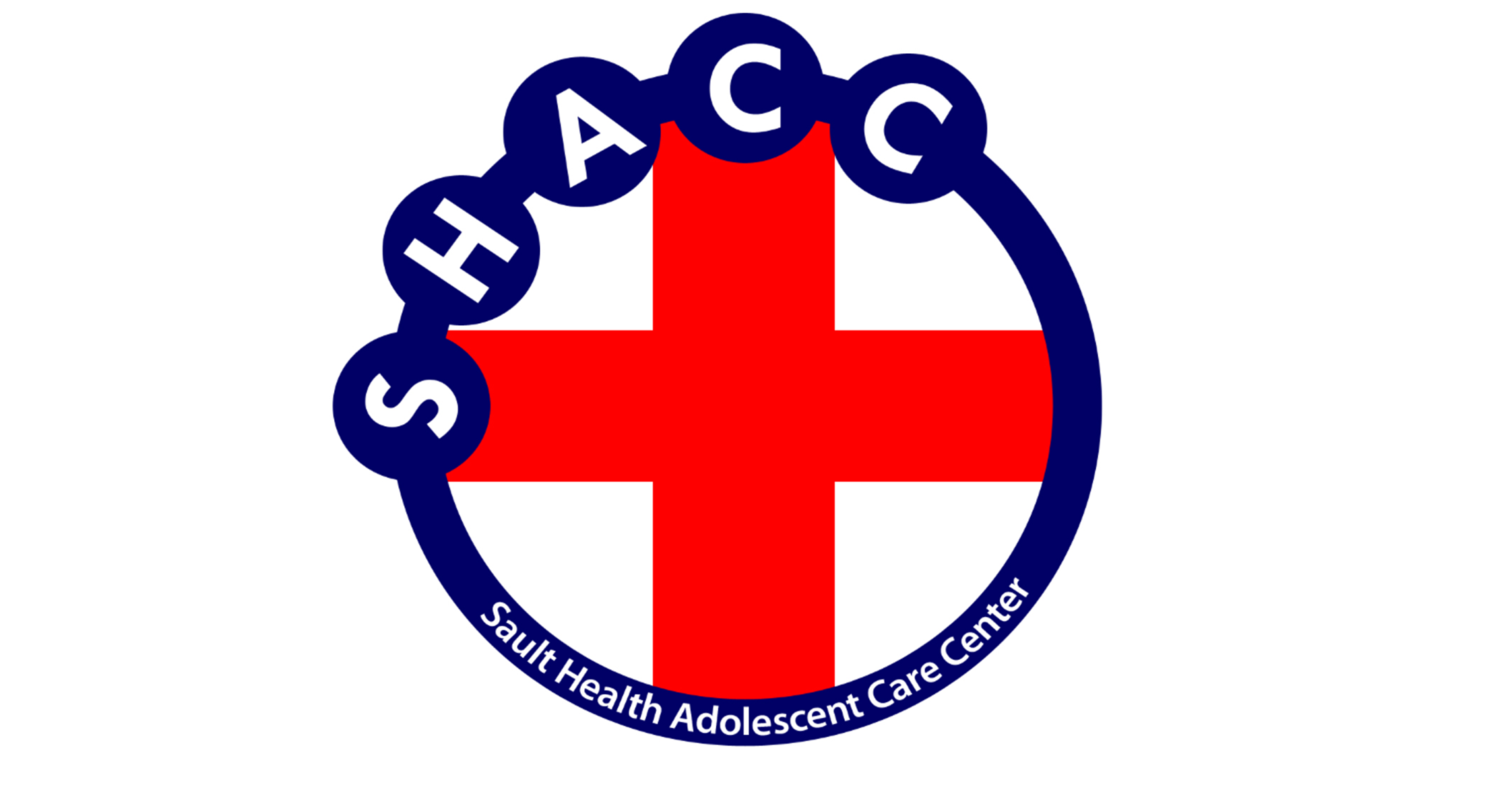 Sault Health Adolescent Care Center logo with red cross and navy blue circular border
